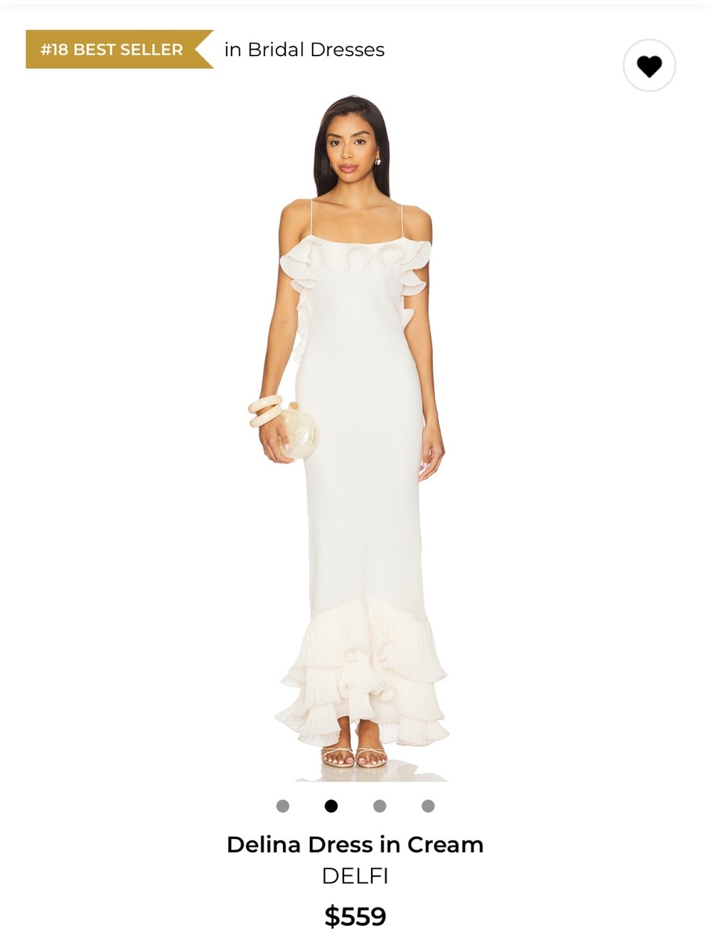 DELFÌ Delina Cream Backless Ruffle Gown - Picture 2 of 5